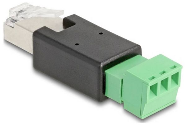 Produktbild: Delock Netzwerk Adapter [1x RJ45-Stecker - 1x Schraubklemmen] Schwarz-Gr&uuml;n