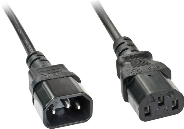 Produktbild: LINDY Strom Verl&auml;ngerungskabel Deluxe [1x Kaltger&auml;te-Stecker C13 - 1x Kaltger&auml;te-Buchse C14] 2.00 m Schwarz