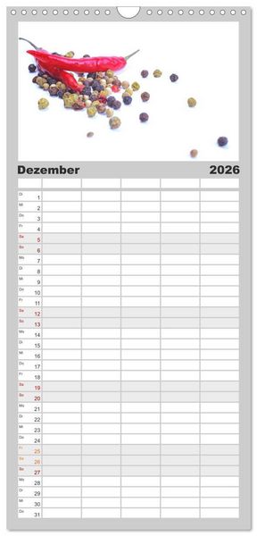 Produktbild: Familienplaner 2026 - Hot Chili K&uuml;chen Kalender mit 5 Spalten (Wandkalender, 21 x 45 cm) CALVENDO