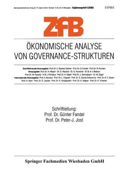 Produktbild: &Ouml;konomische Analyse von Governance-Strukturen