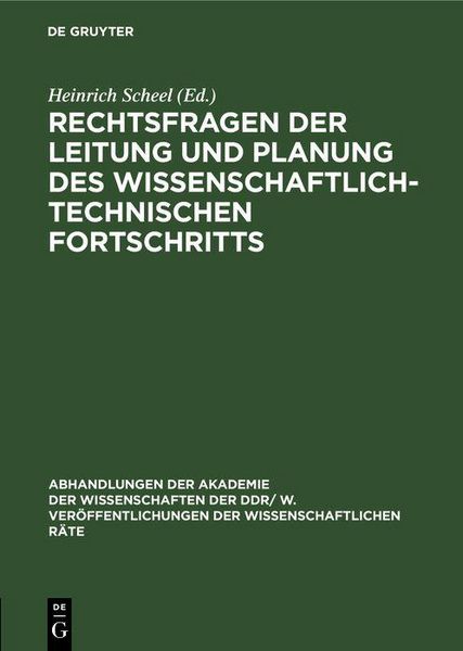 Produktbild: Rechtsfragen der Leitung und Planung des wissenschaftlich-technischen Fortschritts
