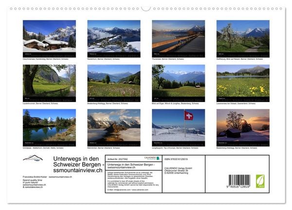 Produktbild: Unterwegs in den Schweizer Bergen - swissmountainview.ch (hochwertiger Premium Wandkalender 2026 DIN A2 quer), Kunstdruck in Hochglanz