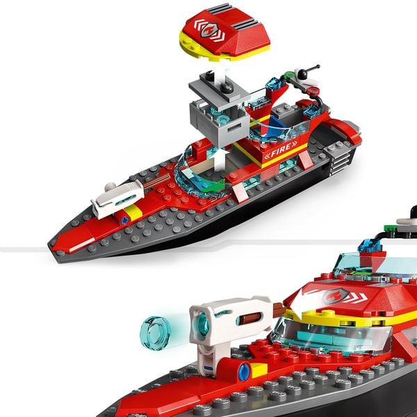 LEGO City 60373 Feuerwehrboot, Boot-Spielzeug das im Wasser schwimmt