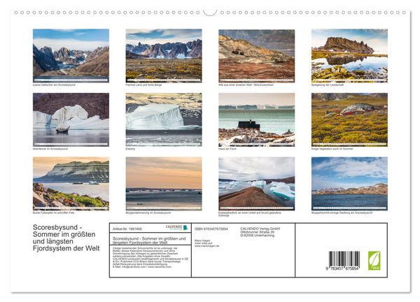 Produktbild: Scoresbysund - Sommer im gr&ouml;&szlig;ten und l&auml;ngsten Fjordsystem der Welt (hochwertiger Premium Wandkalender 2026 DIN A2 quer), Kunstdruck in Hochglanz