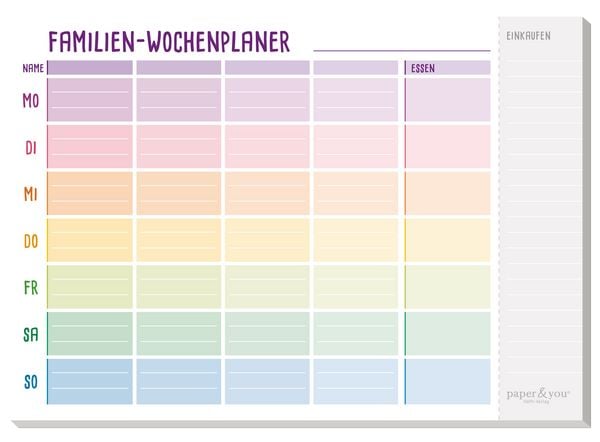 Produktbild: Paper&you Tisch-Block Familien-Wochenplaner A4
