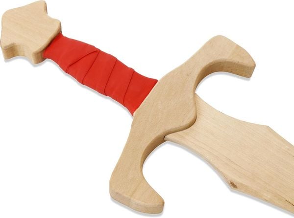 Produktbild: BestSaller 1104 - Langschwert Sigismund, Birke, 68cm, Holz-Schwert, Griff mit roter Kunstlederwickelung