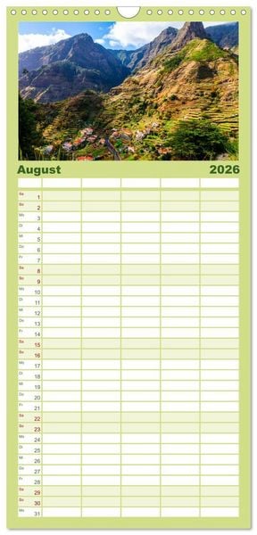 Produktbild: Familienplaner 2026 - Madeira - Eine Perle im Atlantischen Ozean mit 5 Spalten (Wandkalender, 21 x 45 cm) CALVENDO