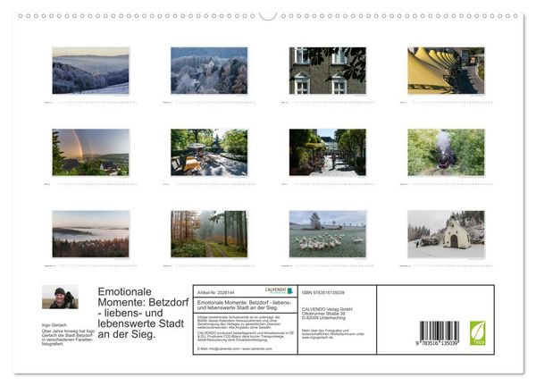Produktbild: Emotionale Momente: Betzdorf - liebens- und lebenswerte Stadt an der Sieg. (hochwertiger Premium Wandkalender 2026 DIN A2 quer), Kunstdruck in Hochglanz
