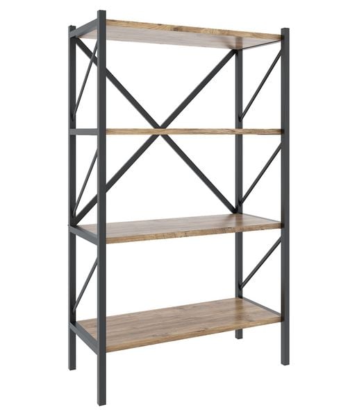Produktbild: Holz Metall Stand Regal B&uuml;ro B&uuml;cher Insasi 4fach