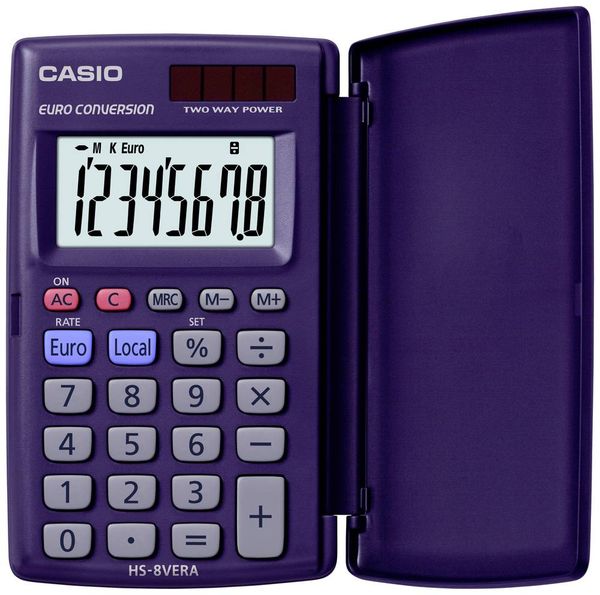 Casio HS-8VERA  Taschenrechner Dunkelblau Display (Stellen): 8 solarbetrieben, batteriebetrieben (B x H x T) 62.5 x 10 x