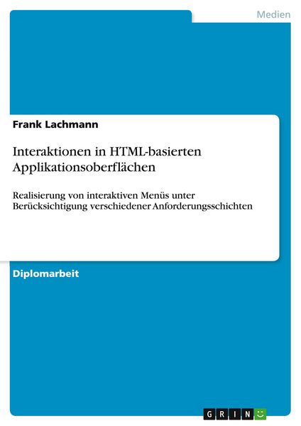 Produktbild: Interaktionen in HTML-basierten Applikationsoberfl&auml;chen