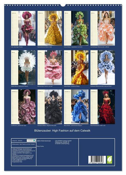 Produktbild: Bl&uuml;tenzauber. High Fashion auf dem Catwalk (hochwertiger Premium Wandkalender 2026 DIN A2 hoch), Kunstdruck in Hochglanz