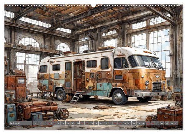 Produktbild: Steampunk Wohnmobile (Wandkalender 2026 DIN A2 quer), CALVENDO Monatskalender