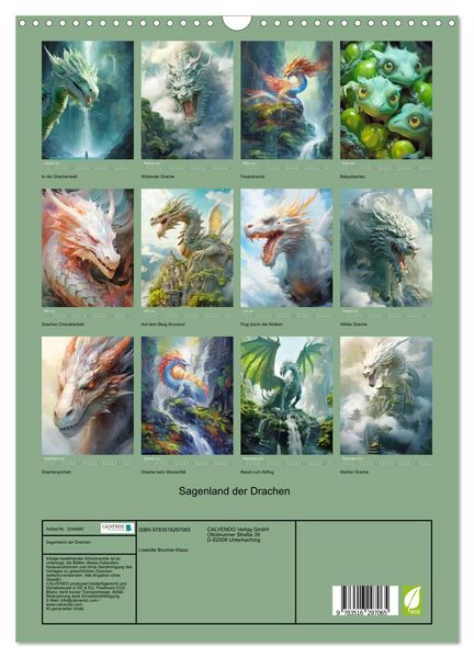 Produktbild: Sagenland der Drachen (Wandkalender 2026 DIN A3 hoch), CALVENDO Monatskalender