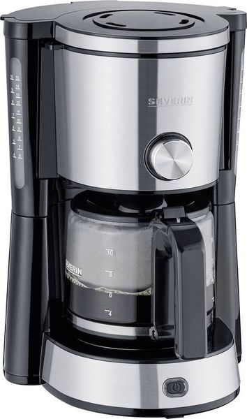 Severin KA 4825 'TYPE SWITCH' Kaffeemaschine Edelstahl, Schwarz Fassungsvermögen Tassen=10 Glaskanne