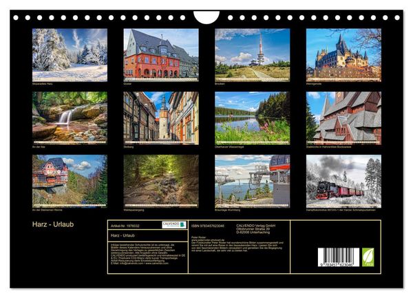 Produktbild: Harz - Urlaub (Wandkalender 2026 DIN A4 quer), CALVENDO Monatskalender