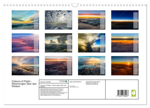 Produktbild: Colours of Flight - Stimmungen &uuml;ber den Wolken (Wandkalender 2026 DIN A3 quer), CALVENDO Monatskalender