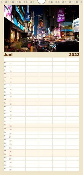 Produktbild: Familienplaner Ansichten einer Stadt: New York (Wandkalender 2022 , 21 cm x 45 cm, hoch)
