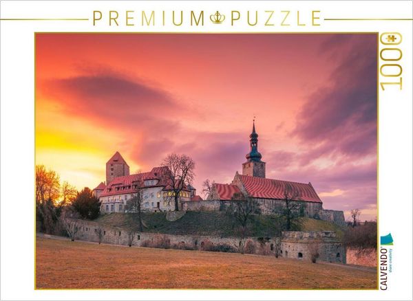 CALVENDO Puzzle Sonnenuntergang über Burg Querfurt | 1000 Teile Lege-Größe 64x48cm Foto-Puzzle für glückliche Stunden