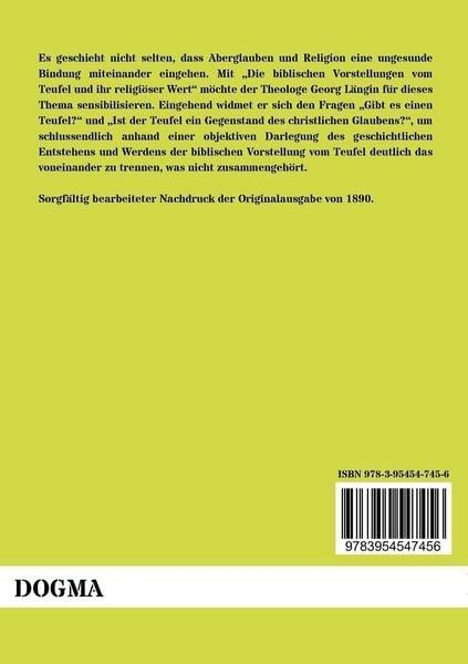 Produktbild: Die biblischen Vorstellungen vom Teufel und ihr religi&ouml;ser Wert