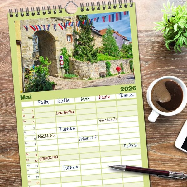 Produktbild: Familienplaner 2026 - Bad Wimpfen - Kurstadt am Neckar mit 5 Spalten (Wandkalender, 21 x 45 cm) CALVENDO