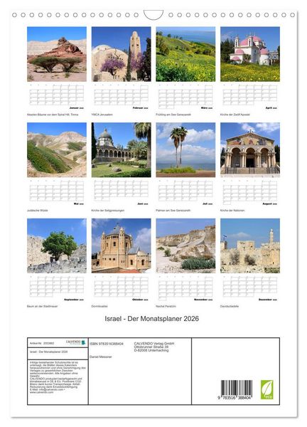 Produktbild: Israel - Der Monatsplaner 2026 (Wandkalender 2026 DIN A3 hoch), CALVENDO Monatskalender
