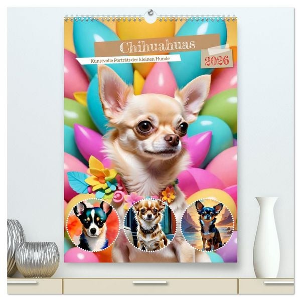 Produktbild: Chihuahuas. Kunstvolle Portr&auml;ts der kleinen Hunde (hochwertiger Premium Wandkalender 2026 DIN A2 hoch), Kunstdruck in Hochglanz