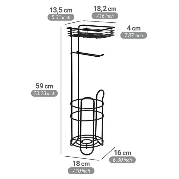 Produktbild: Toilettenpapierhalter mit Ersatzrollenhalter, Schwarz, mit Ablage