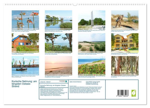 Produktbild: Kurische Nehrung: am l&auml;ngsten Ostsee-Strand (hochwertiger Premium Wandkalender 2026 DIN A2 quer), Kunstdruck in Hochglanz