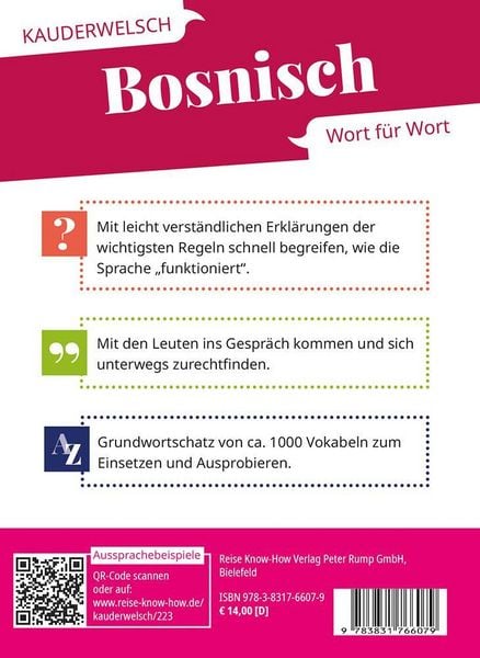 Produktbild: Reise Know-How Sprachf&uuml;hrer Bosnisch &ndash; Wort f&uuml;r Wort