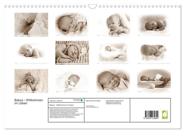 Produktbild: Babys - Willkommen im Leben (Wandkalender 2026 DIN A3 quer), CALVENDO Monatskalender