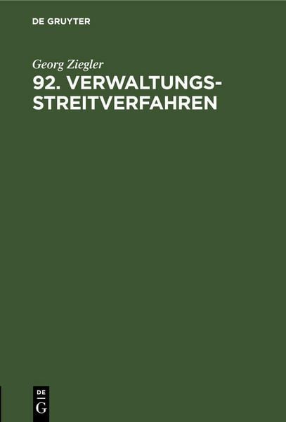 Produktbild: 92. Verwaltungsstreitverfahren