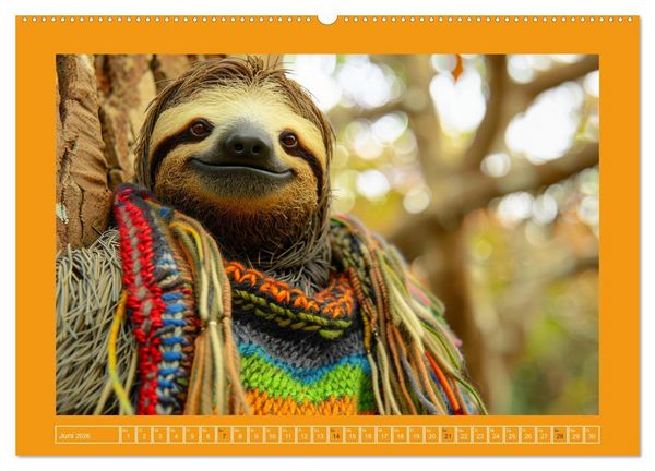 Produktbild: Supermodel Faultier. Professionelles Fotoshooting im Urwald (hochwertiger Premium Wandkalender 2026 DIN A2 quer), Kunstdruck in Hochglanz