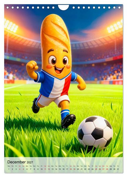 Produktbild: Funny Food Football - Creative Sports Characters (Wall Calendar 2027 DIN A4 portrait), CALVENDO 12 Month Wall Calendar