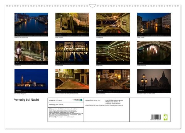 Produktbild: Venedig bei Nacht (Wandkalender 2026 DIN A2 quer), CALVENDO Monatskalender