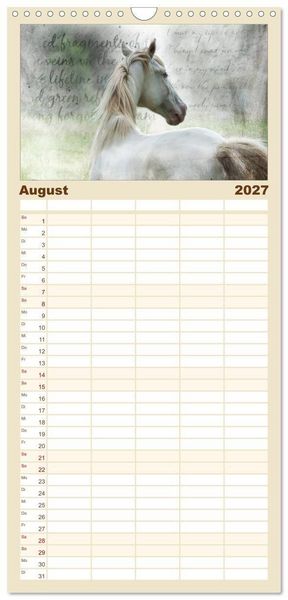 Produktbild: Familienplaner 2027 - Pferde zum Tr&auml;umen mit 5 Spalten (Wandkalender, 21 x 45 cm) CALVENDO