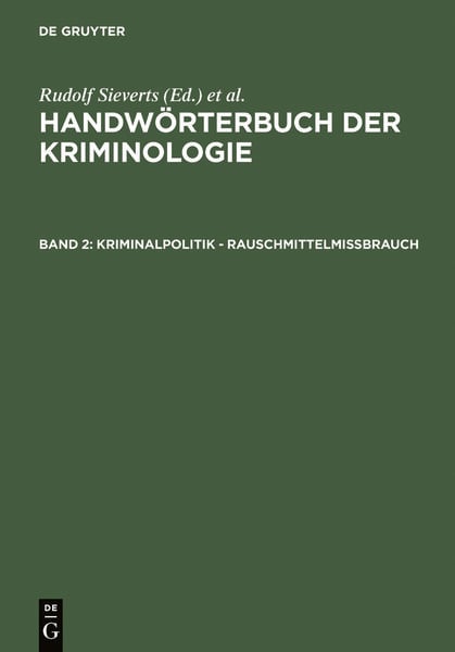 Produktbild: Handw&ouml;rterbuch der Kriminologie / Kriminalpolitik - Rauschmittelmi&szlig;brauch