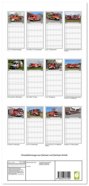 Produktbild: Familienplaner 2026 - Einsatzfahrzeuge aus Sachsen und Sachsen-Anhalt mit 5 Spalten (Wandkalender, 21 x 45 cm) CALVENDO