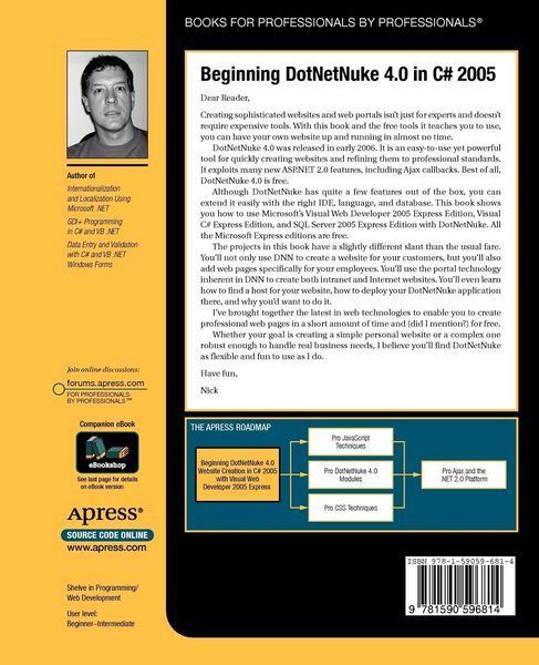 Produktbild: Beginning DotNetNuke 4.0 Website Creation in C# 2005 with Visual Web Developer 2005 Express