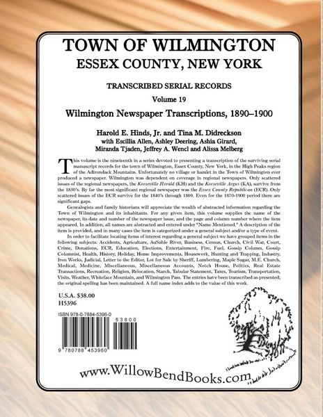 Produktbild: Town of Wilmington, Essex County, New York, Transcribed Serial Records, Volume 19