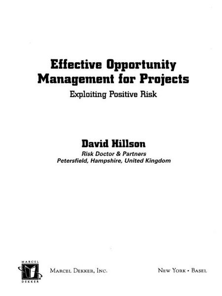 Produktbild: Effective Opportunity Management for Projects