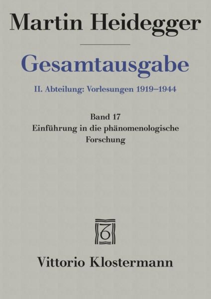 Produktbild: Einf&uuml;hrung in die ph&auml;nomenologische Forschung (Wintersemester 1923/24)