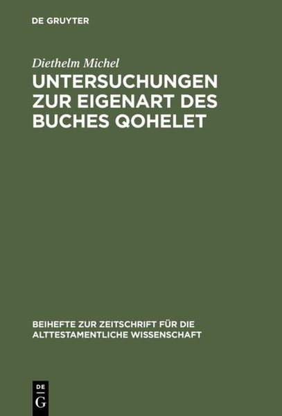 Produktbild: Untersuchungen zur Eigenart des Buches Qohelet