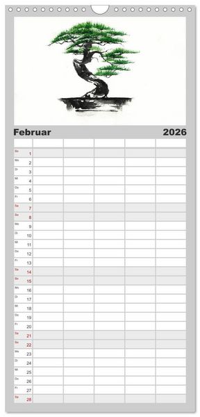 Produktbild: Familienplaner 2026 - Asiatische Tuschmalerei mit 5 Spalten (Wandkalender, 21 x 45 cm) CALVENDO