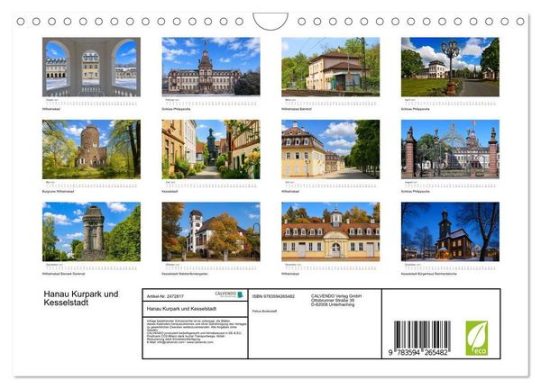Produktbild: Hanau Kurpark und Kesselstadt (Wandkalender 2027 DIN A4 quer), CALVENDO Monatskalender
