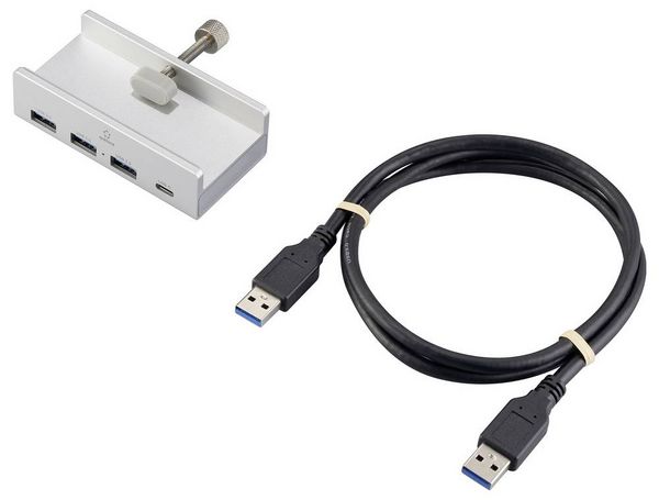 Produktbild: Renkforce RF-6690354 USB-Hub 3+1 Port USB-A, USB-C&reg; USB 3.1 Gen1 5 GBit/s mit Aluminiumgeh&auml;use Silber RF-ACHB-350