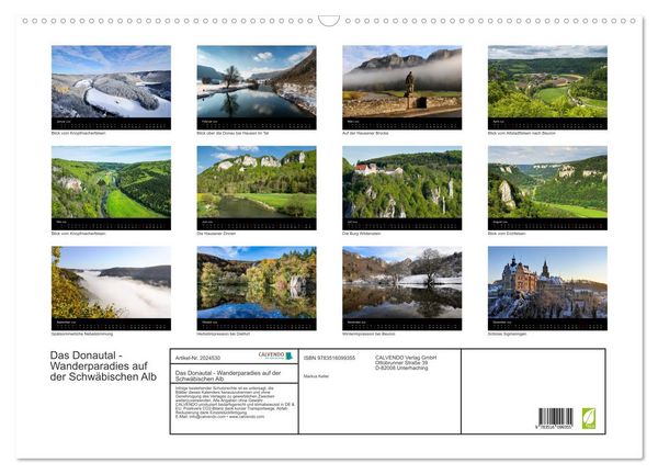 Produktbild: Das Donautal - Wanderparadies auf der Schw&auml;bischen Alb (Wandkalender 2026 DIN A2 quer), CALVENDO Monatskalender
