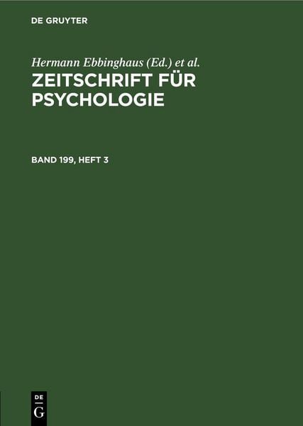 Produktbild: Zeitschrift f&uuml;r Psychologie. Band 199, Heft 3
