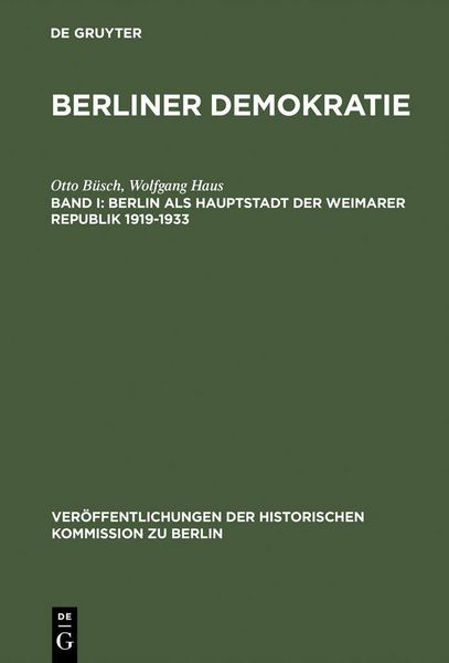 Produktbild: Berlin als Hauptstadt der Weimarer Republik 1919-1933