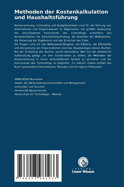 Produktbild: Methoden der Kostenkalkulation und Haushaltsf&uuml;hrung
